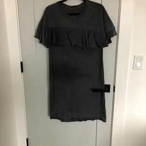 Acid wash ruffle dress